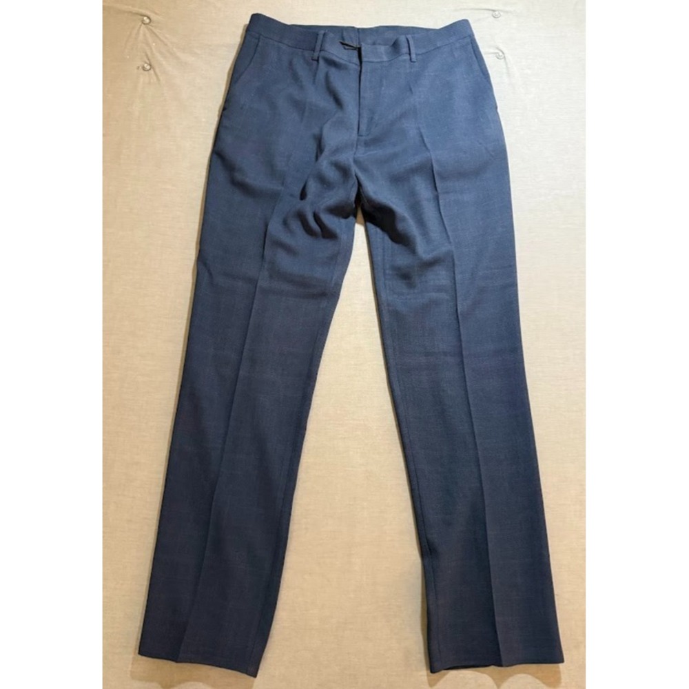 Perry Ellis Portfolio Slim Pants Mens 36 Blue Zip Pleated Dress Slacks Men 36x32
